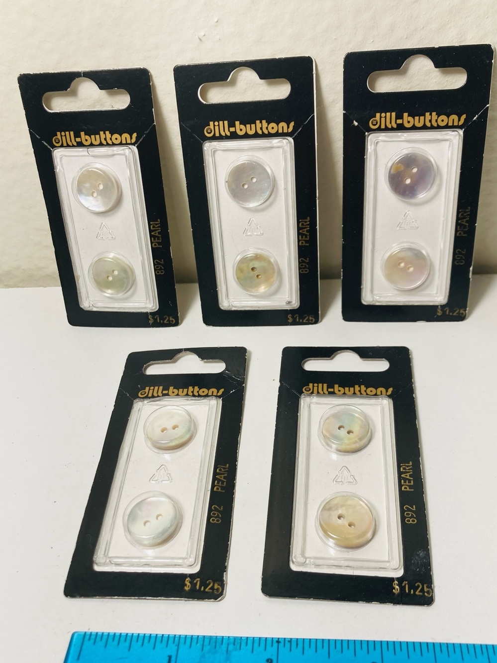 10 Matching Vintage Buttons by Dill Buttons 5/8” #892 Pearl Made in Germany